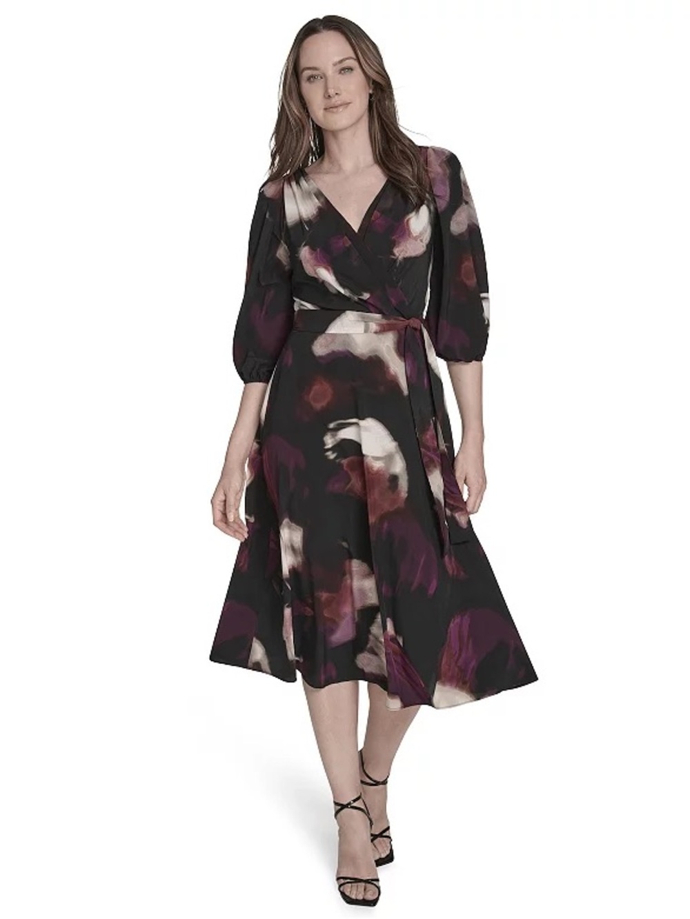 Harper Rose Wrap Tie Balloon Sleeve Dress